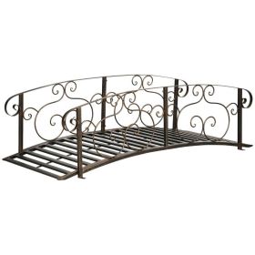 Outdoor Vintage Arch 6-ft Garden Bridge with Side-Rails (Color: Bronze)