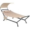Polyester Chaise Lounge Chair Hammock with Canopy and Storage Bag