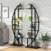 Set of 2 - Symmetrical Modern Metal Wood 10-Shelf Plant Stand