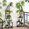 Set of 2 - Symmetrical Modern Metal Wood 10-Shelf Plant Stand