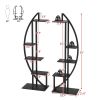 Set of 2 - Symmetrical Modern Metal Wood 10-Shelf Plant Stand