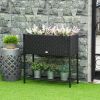Modern PE Rattan Wicker Raised Garden Bed Elevated Planter Box