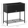 Modern PE Rattan Wicker Raised Garden Bed Elevated Planter Box