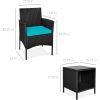3-Piece PE Wicker Outdoor Dining Patio Furniture Set with Cushions