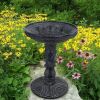 Outdoor Garden Fiberglass Bird Bath in Stone Finish