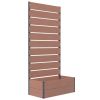 Raised Garden Bed Planter with Slatted Fence Trellis in Wood Finish