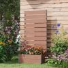 Raised Garden Bed Planter with Slatted Fence Trellis in Wood Finish
