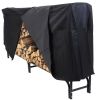 Indoor/Outdoor Black Metal Firewood Rack with Cover