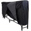 Indoor/Outdoor Black Metal Firewood Rack with Cover