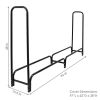Indoor/Outdoor Black Metal Firewood Rack with Cover