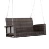 Wicker Porch Swing 7ft Hanging Chain with Padded Cushion