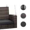 Wicker Porch Swing 7ft Hanging Chain with Padded Cushion