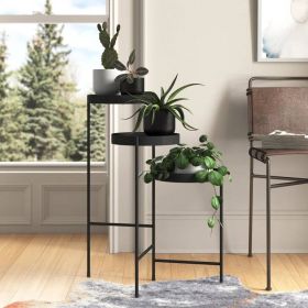 Modern Metal 3-Tier Flower Pot Plant Stand (Color: Dark Grey)