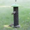 Outdoor Metal Mesh Tube Hanging Bird Feeder with Top and Perch