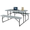Folding Picnic Table with 2 Benches Outdoor Patio Dining Set