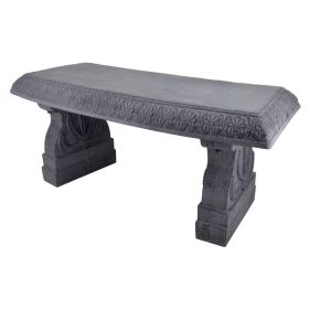 Outdoor Fiber-Clay Garden Bench with Stone Finish (Color: Grey)