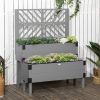 2 Tier Self Draining Wood Raised Garden Bed Planter Box with Trellis