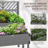 2 Tier Self Draining Wood Raised Garden Bed Planter Box with Trellis
