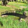 Outdoor Heavy Duty Black Metal Arch Garden Bridge with Side Rails