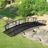 Outdoor Heavy Duty Black Metal Arch Garden Bridge with Side Rails