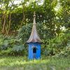 Outdoor Metal Birdhouse with Vintage Bronze Phonograph Style Roof