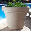 Round Outdoor Patio Planter in Weathered Concrete Finish