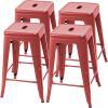 Set of 4 - 24-in. Indoor/Outdoor Backless Stacking Metal Barstools