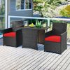 3-Piece Patio Furniture Outdoor Dining Set PE Rattan with Cushions