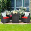 3-Piece Patio Furniture Outdoor Dining Set PE Rattan with Cushions