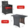 3-Piece Patio Furniture Outdoor Dining Set PE Rattan with Cushions