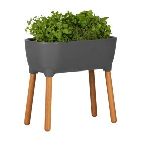 Scandinavian Elevated Raised Smart Drainage Planter Bed (Color: Pewter)