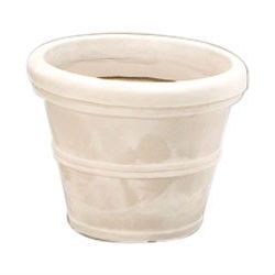 12-inch Diameter Round Planter in Weathered Poly Resin (Color: Stone)