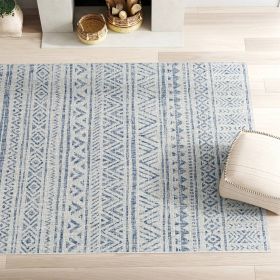 Blue Grey Chevron Coastal Boho Style Indoor Outdoor Area Rug (size: 8 Ft. X 10 Ft)