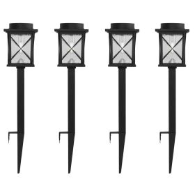 4-Pack - Solar LED Light Set - Outdoor Path Yard Lighting (Color: Black)