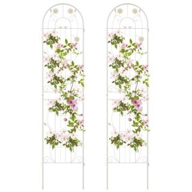 2-Pack - Galvanized Steel Garden Trellis in White Metal Outdoor Finish (size: 7-Ft)