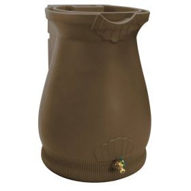65-Gallon Plastic Urn Rain Barrel with Planter Top (Color: Brown Oak)